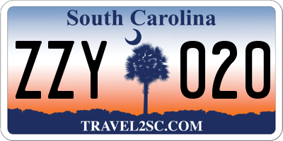 SC license plate ZZY020