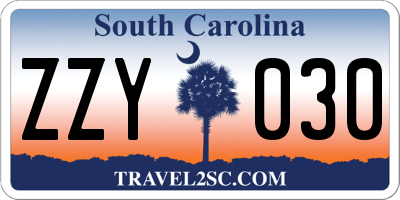 SC license plate ZZY030