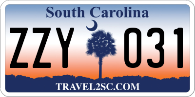 SC license plate ZZY031