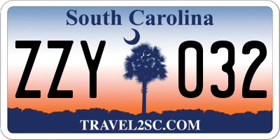 SC license plate ZZY032