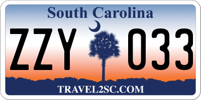 SC license plate ZZY033