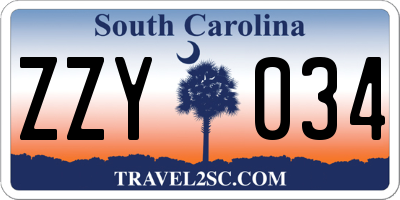 SC license plate ZZY034