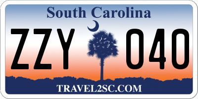 SC license plate ZZY040