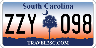 SC license plate ZZY098