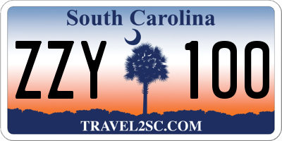 SC license plate ZZY100