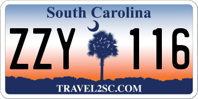 SC license plate ZZY116