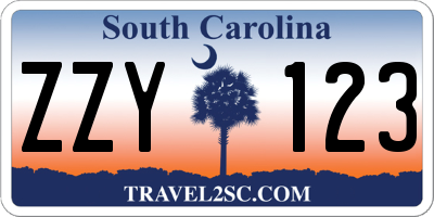 SC license plate ZZY123