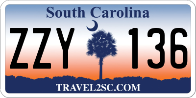 SC license plate ZZY136