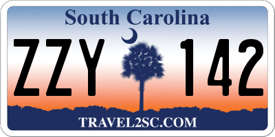 SC license plate ZZY142