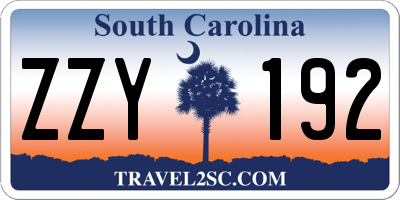 SC license plate ZZY192