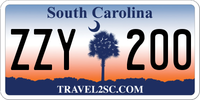 SC license plate ZZY200