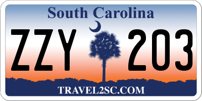 SC license plate ZZY203