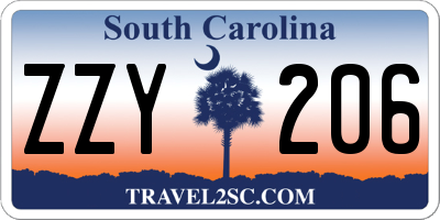 SC license plate ZZY206