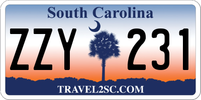 SC license plate ZZY231