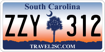 SC license plate ZZY312