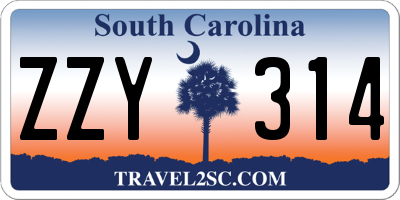 SC license plate ZZY314