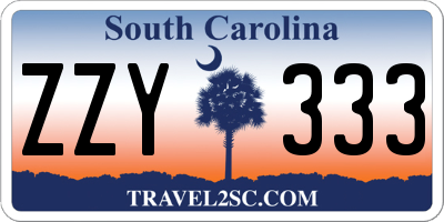 SC license plate ZZY333