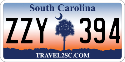 SC license plate ZZY394