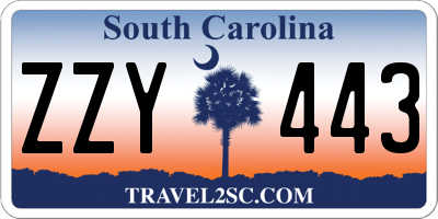SC license plate ZZY443