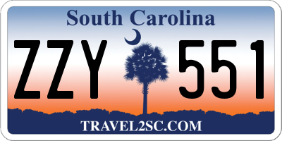 SC license plate ZZY551