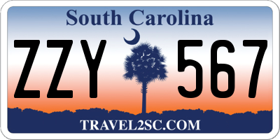 SC license plate ZZY567