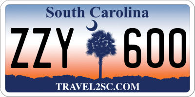 SC license plate ZZY600