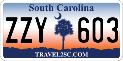 SC license plate ZZY603