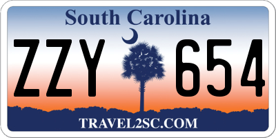 SC license plate ZZY654