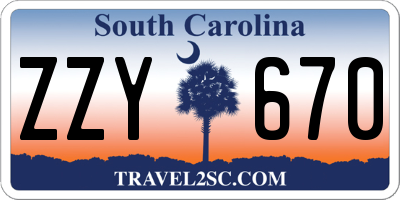 SC license plate ZZY670
