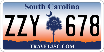 SC license plate ZZY678