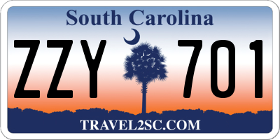 SC license plate ZZY701