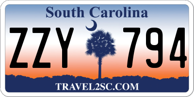 SC license plate ZZY794