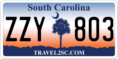 SC license plate ZZY803