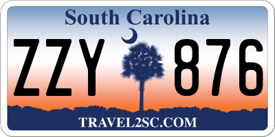 SC license plate ZZY876