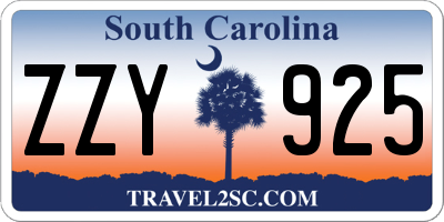 SC license plate ZZY925