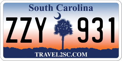 SC license plate ZZY931