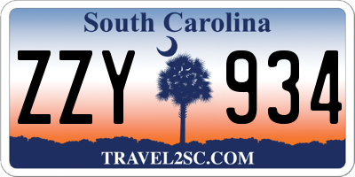SC license plate ZZY934