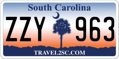 SC license plate ZZY963