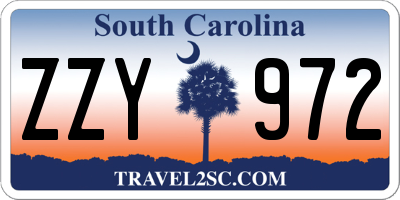 SC license plate ZZY972