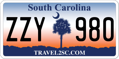 SC license plate ZZY980