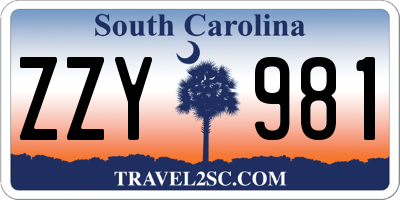 SC license plate ZZY981