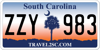 SC license plate ZZY983