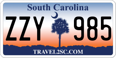 SC license plate ZZY985