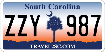 SC license plate ZZY987