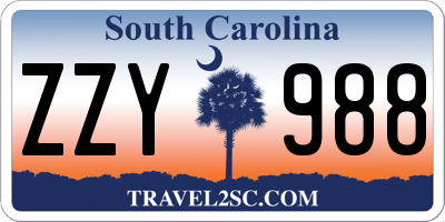 SC license plate ZZY988