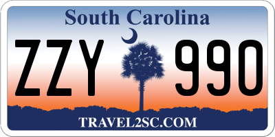 SC license plate ZZY990