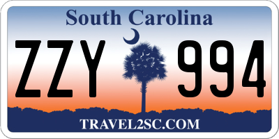 SC license plate ZZY994