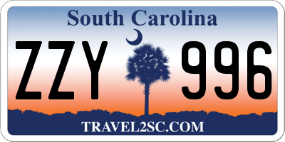 SC license plate ZZY996