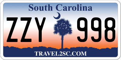 SC license plate ZZY998
