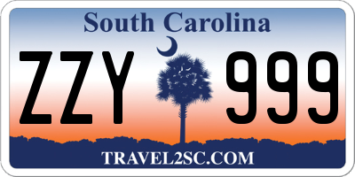 SC license plate ZZY999